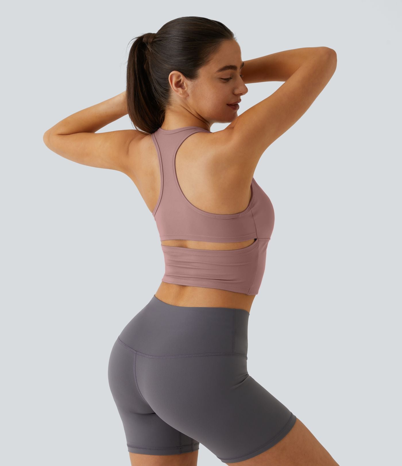 Softlyzero™ Plush Plus Débardeur Yoga Crop à Col U Plongeant Dos Nu Dos Nageur Découpé - UPF50+