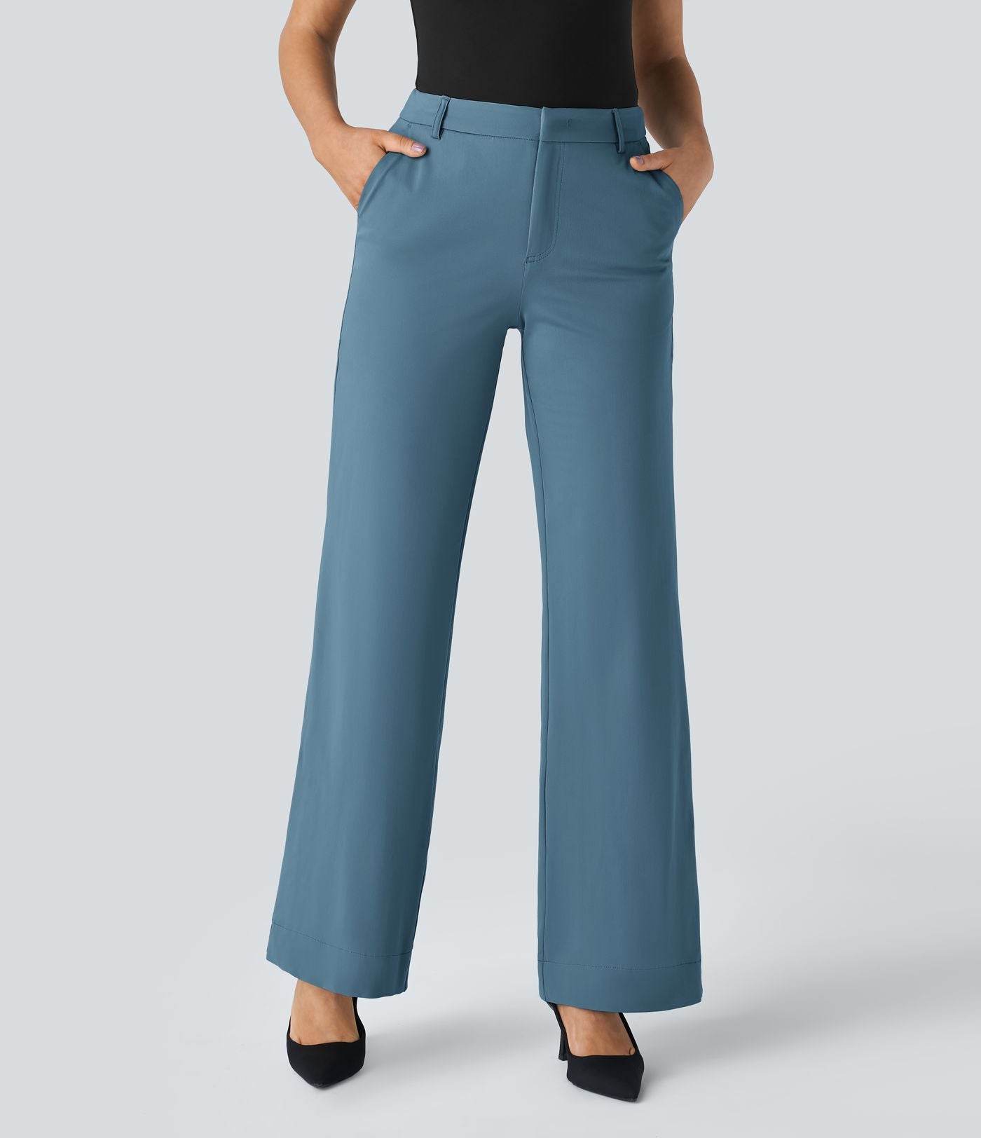 Pantalon de travail Halara Flex™ droit, taille mi-haute, avec poches