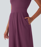 Combinaison de soirée Breezeful™ asymétrique dos nu séchage rapide avec poches latérales