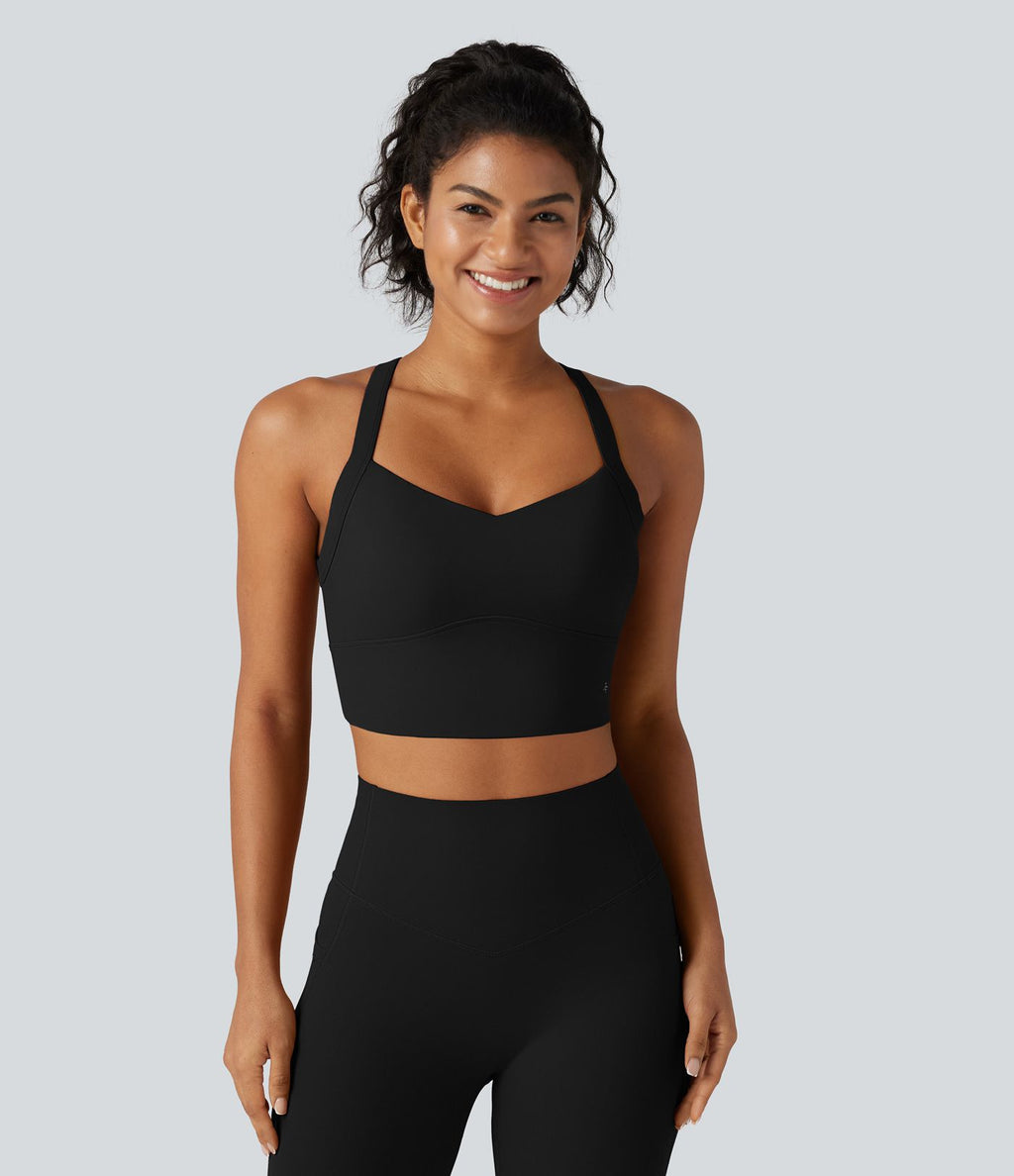 SoftlyZero™ Plush Débardeur de yoga court col cœur avec soutien-gorge intégré