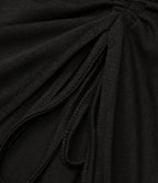 Robe Midi Casual Moulante  Ourlet Fendu Col Rond Découpes Torsadées Froncée Cordon Serrage