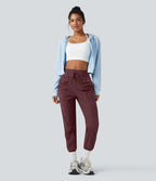 Jogging de danse fuselé froncé séchage rapide effet frais InstantCool taille haute avec cordon de serrage et poches, protection solaire UPF40+