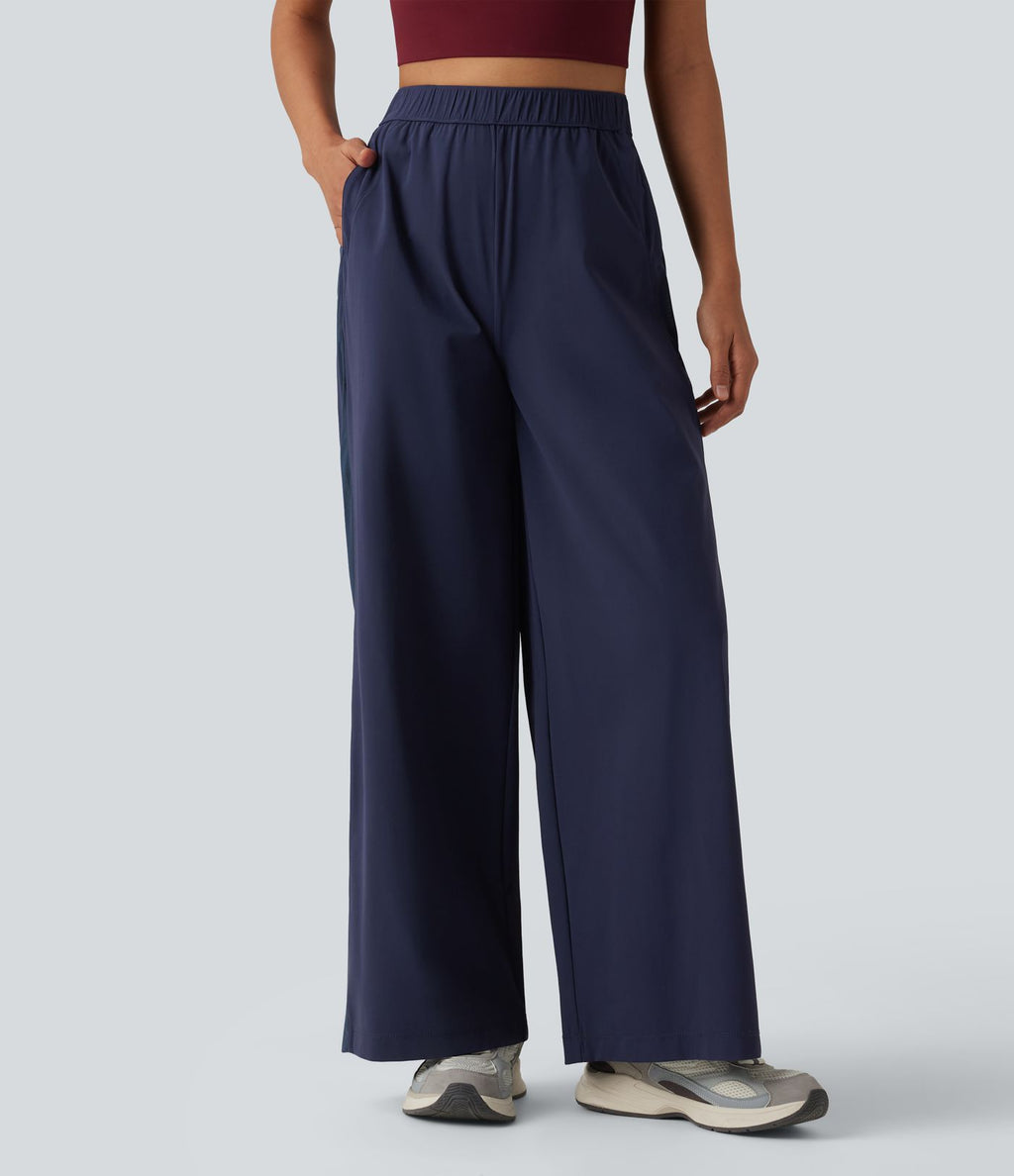 Pantalon sport coupe droite taille mi-haute mesh contrasté effet frais InstantCool séchage rapide avec poches, protection solaire UPF40+