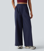 Pantalon sport coupe droite taille mi-haute mesh contrasté effet frais InstantCool séchage rapide avec poches, protection solaire UPF40+