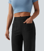 Pantalon décontracté DayStretch taille mi-haute coupe droite avec poches