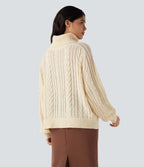 Pull col montant torsadé manches longues