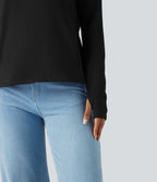 Sweat-shirt décontracté SpacerTek™ dos nu, manches longues avec trous pour les pouces, avec poches