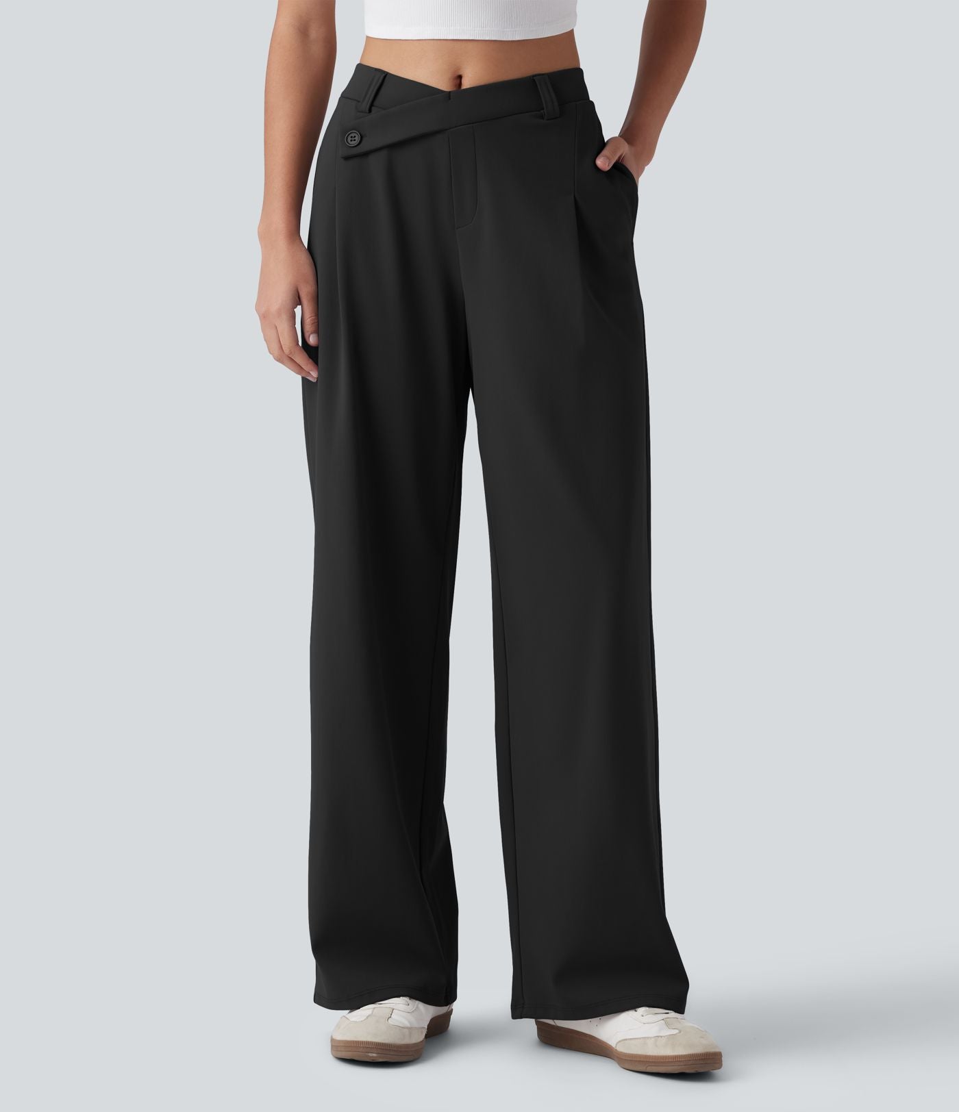 Pantalon tailleur ample asymétrique taille mi-haute Halara Flex™ DayStretch avec poches