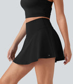 SoftlyZero™ Plush Jupe de tennis trapèze 2-en-1 froncée taille haute avec poches