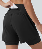 Short de yoga 2-en-1 grande taille à taille très haute en SoftlyZero™ Airy à effet frais InstantCool 17,5 cm avec poches