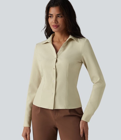Chemise tailleur à col et manches longues avec braguette boutonnée