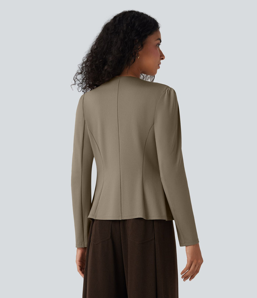 Blazer de travail col rond à agrafes