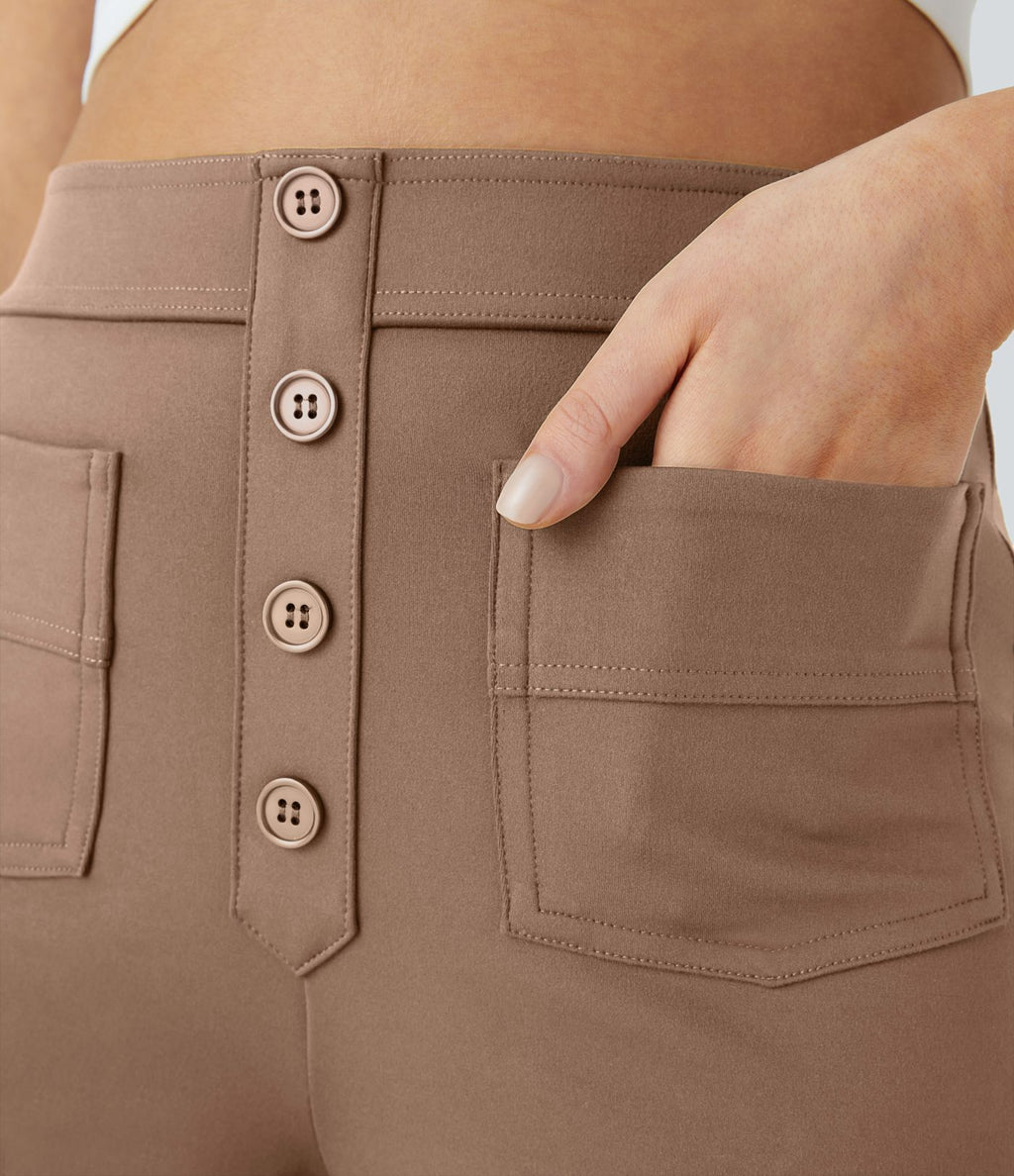 Pantalon taille haute coupe droite DayStretch avec poches
