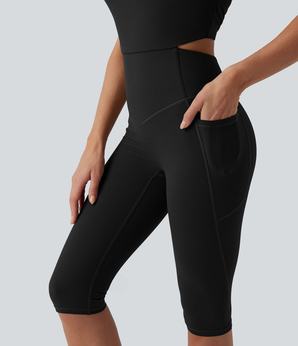 Combinaison moulante dos nu Halara UltraSculpt™ gainante et gainante avec poches - Édition Easy Peezy