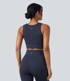 Brassière de sport yoga courte maintien léger col U en maille gaufrée sans couture OneForm Seamless Flow