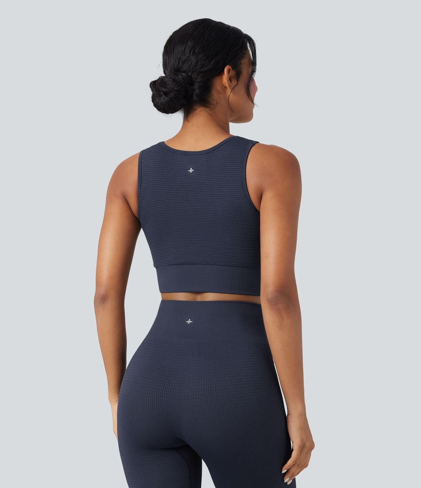 Brassière de sport yoga courte maintien léger col U en maille gaufrée sans couture OneForm Seamless Flow