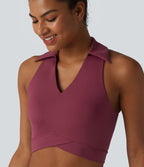 Débardeur de yoga SoftlyZero™ Airy court col V, brassière intégrée, dos nageur, ourlet croisé, à effet frais InstantCool