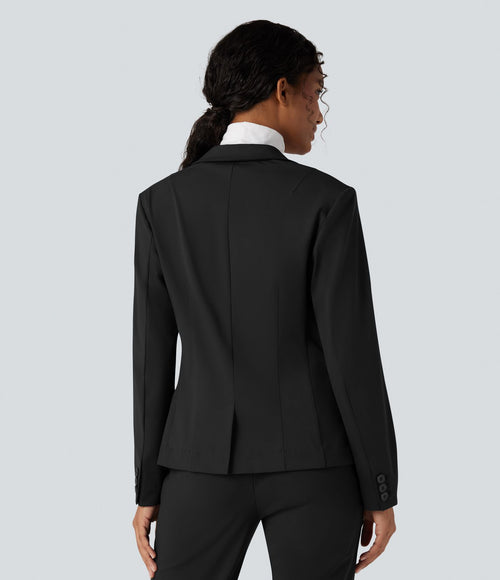 Blazer de travail ajusté col cranté infroissable à manches longues Halara Flex™ Suit avec poches