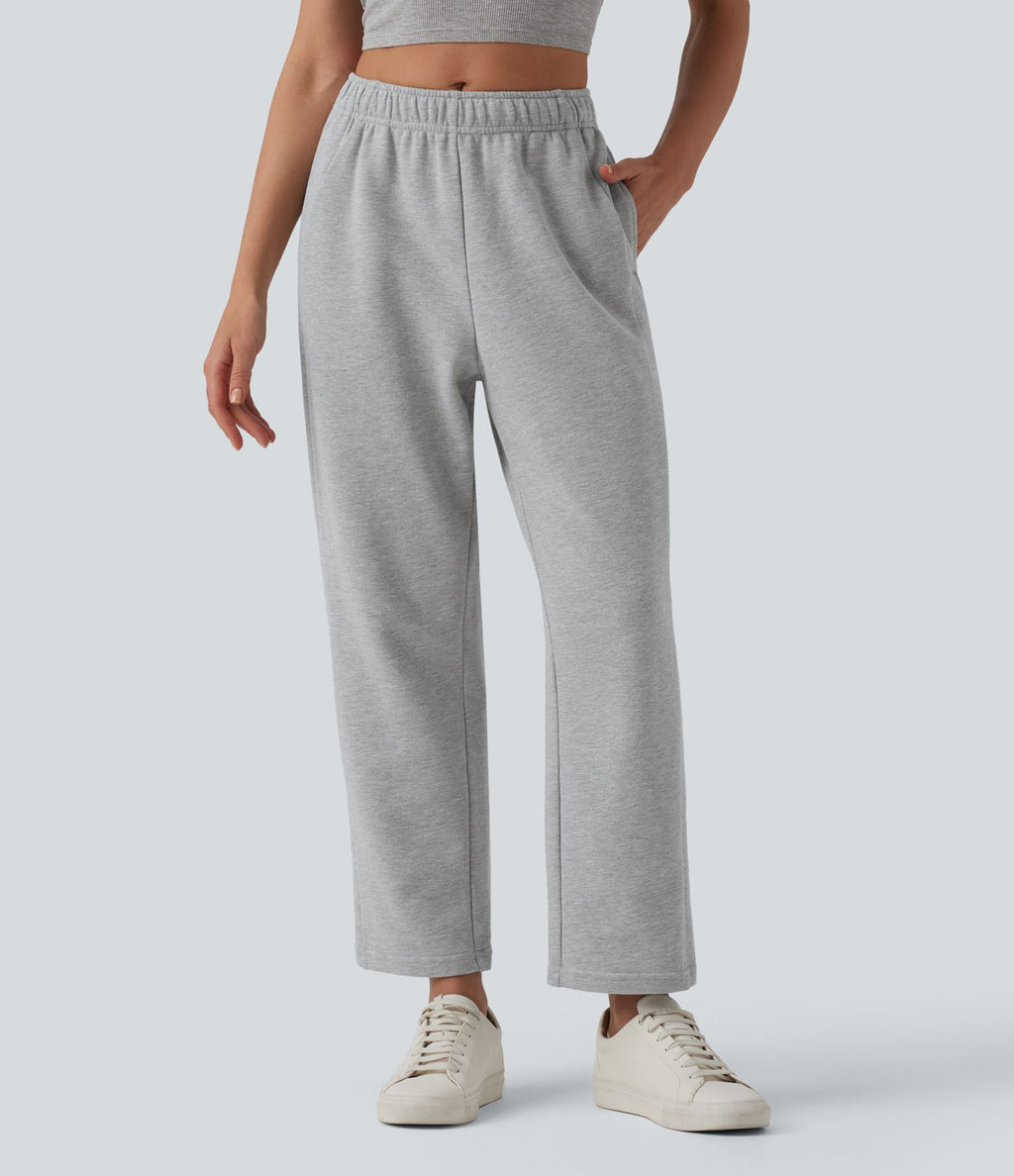Pantalon de jogging décontracté fuselé taille mi-haute avec cordon de serrage intérieur coton avec poches