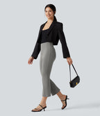 Pantalon tailleur Halara Flex™ évasé court, taille haute, à poches