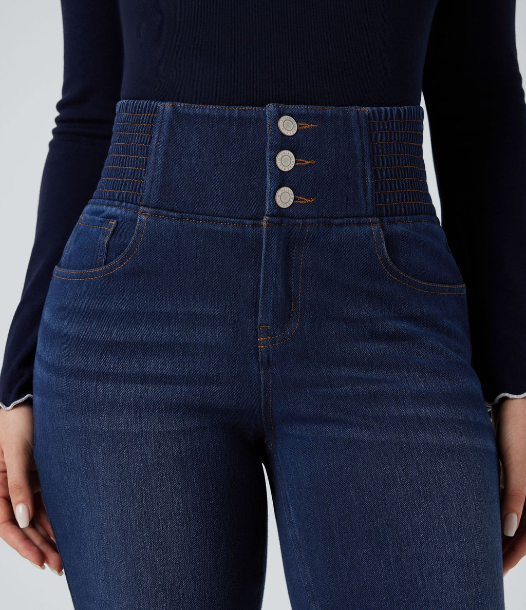 Jean évasé Halara Flex™ taille haute froncé avec poches