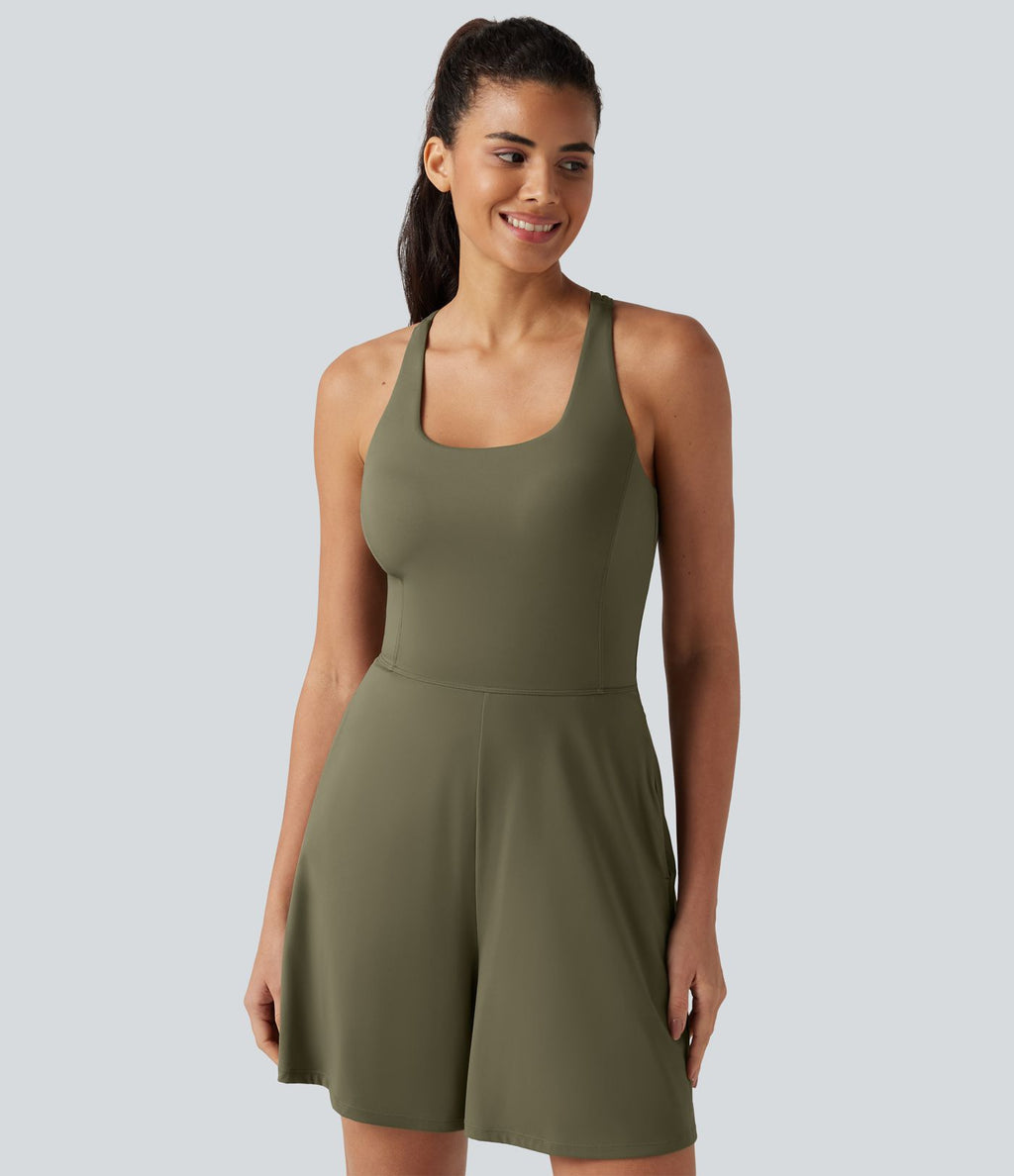 Combishort de sport SoftlyZero™ Airy à encolure U, toucher frais, coussinets amovibles, poches et accès facile Easy Peasy
