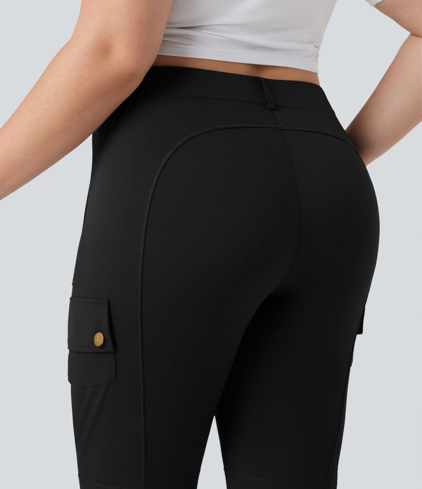 Pantalon cargo grande taille pedal pusher ajusté taille haute DayStretch avec poches