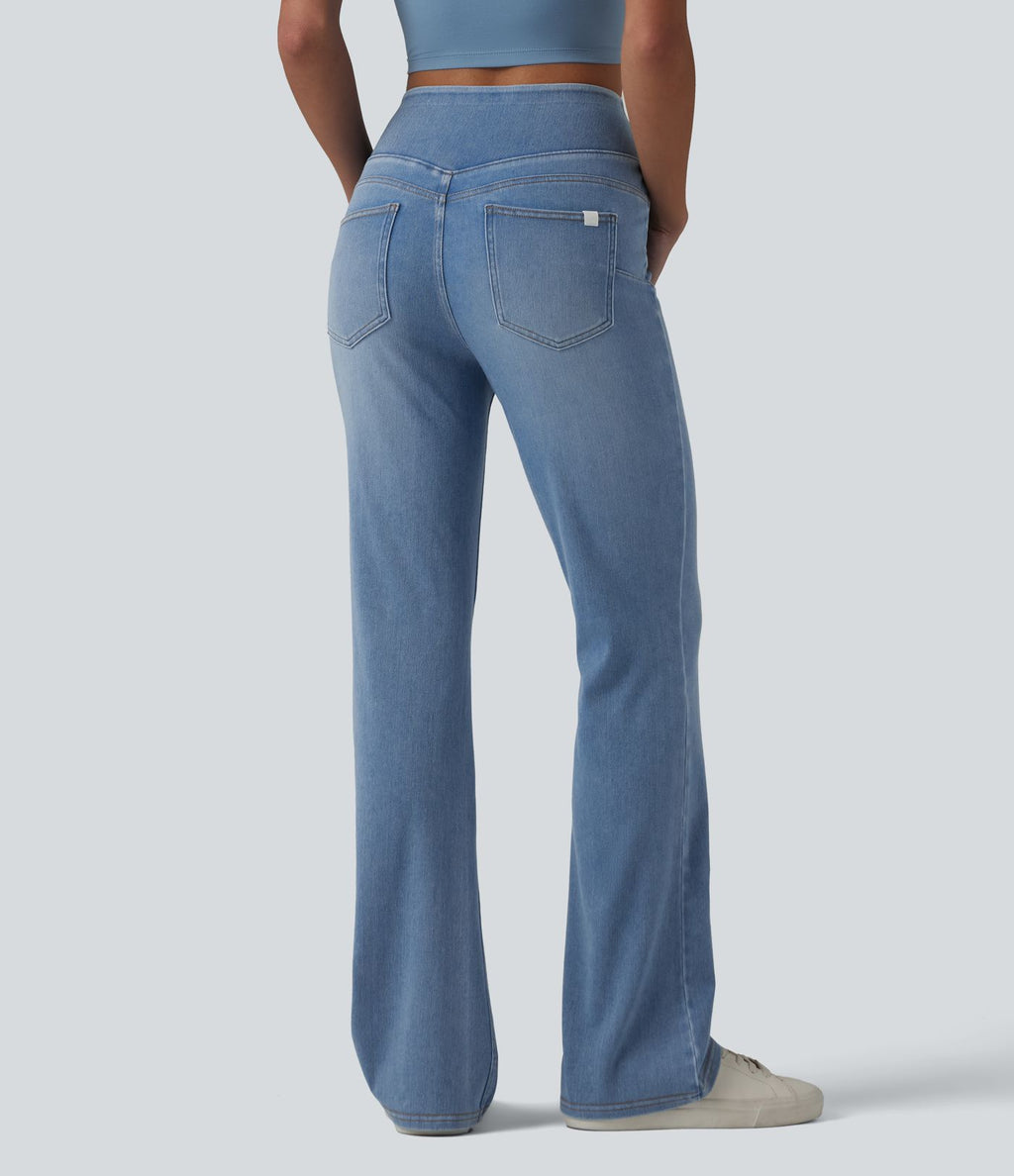 Jean Halara Flex™ taille haute évasé slim décontracté avec poches
