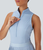 Robe de tennis courte 2-en-1 sans manches ajourée plissée à séchage rapide Breezeful™ avec poches latérales