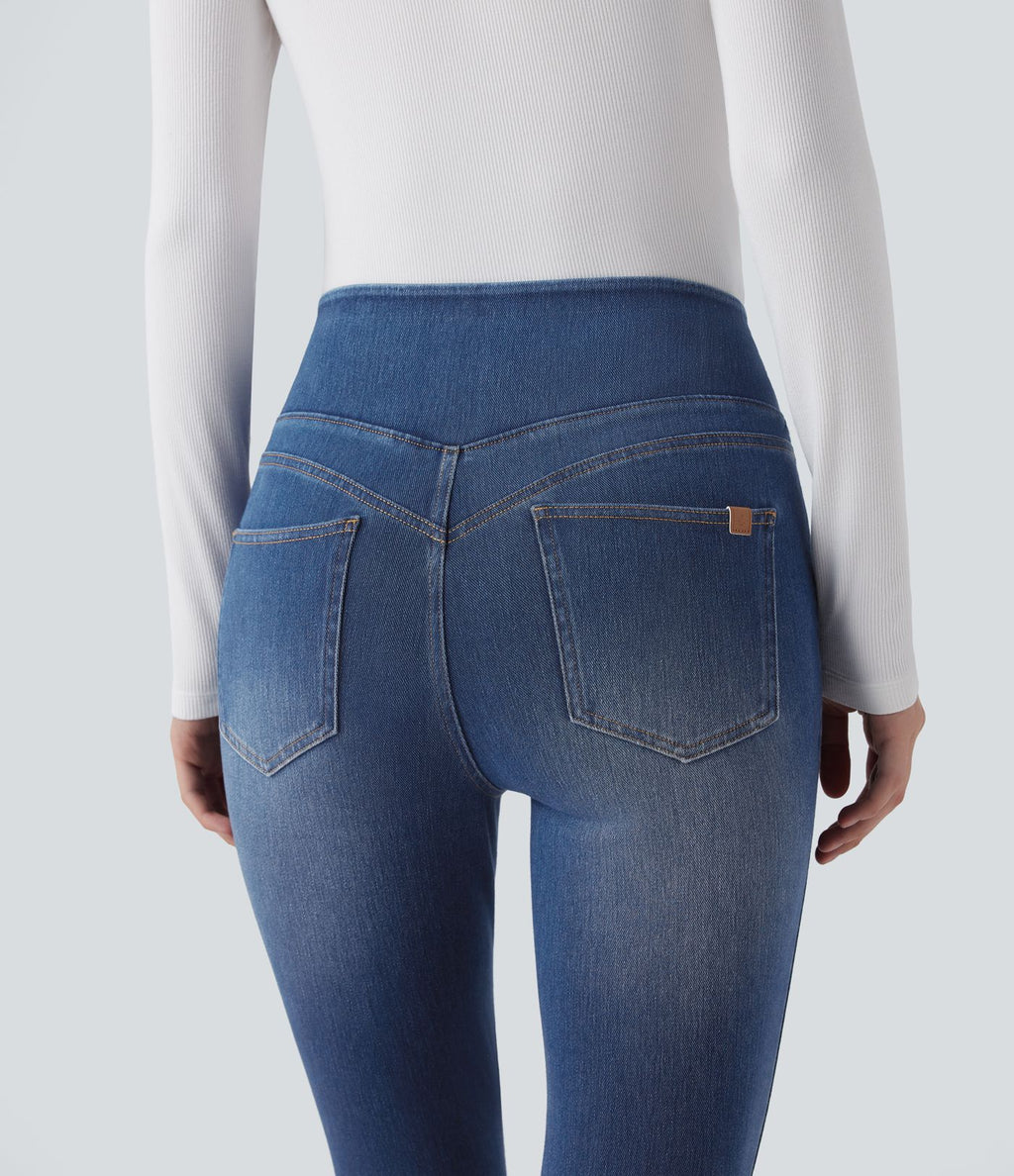 Legging 7/8 skinny en denim Halara Flex™ taille haute gainant avec poches