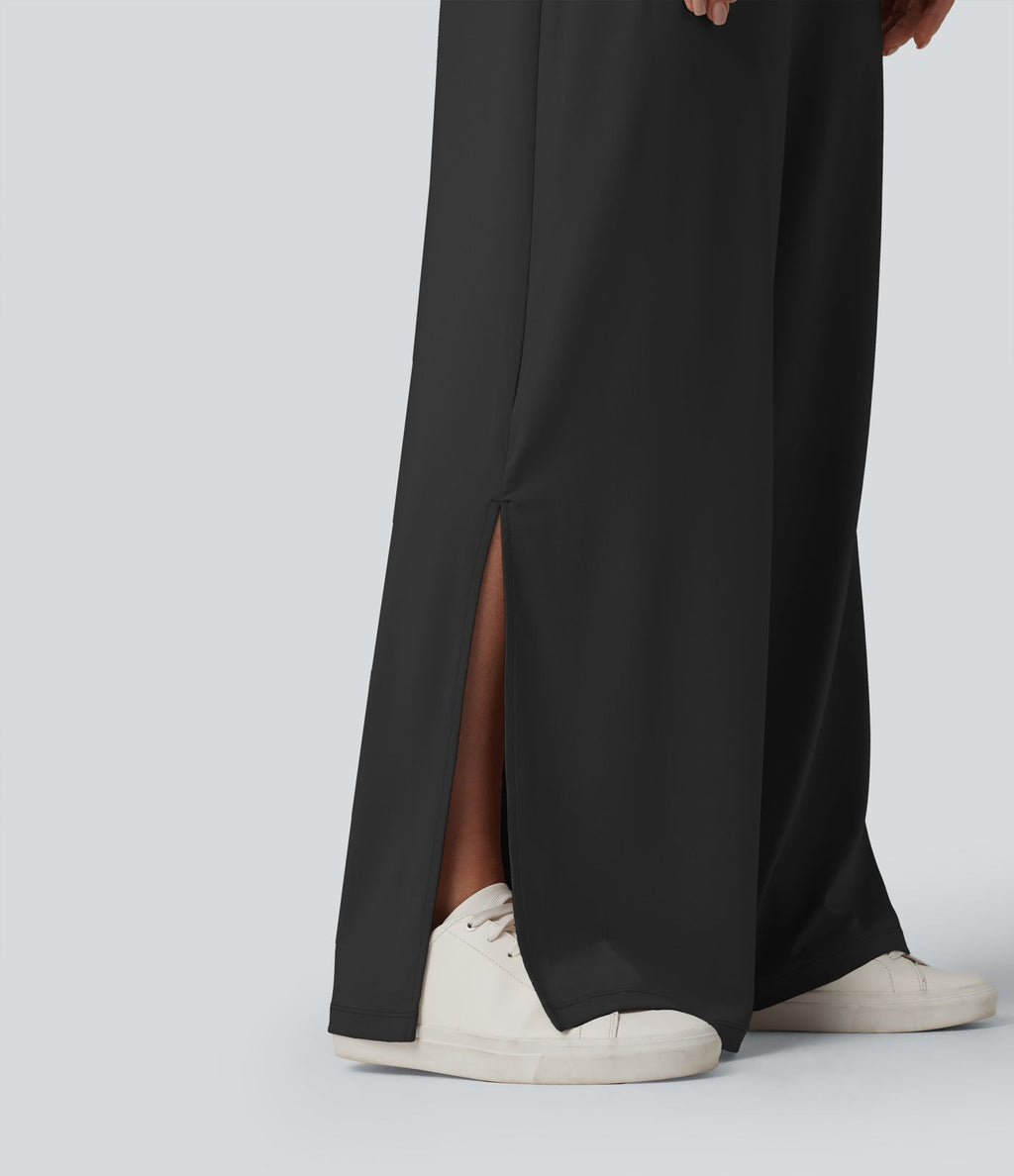 Combinaison casual asymétrique manches courtes avec poches et fente - Easy Peasy