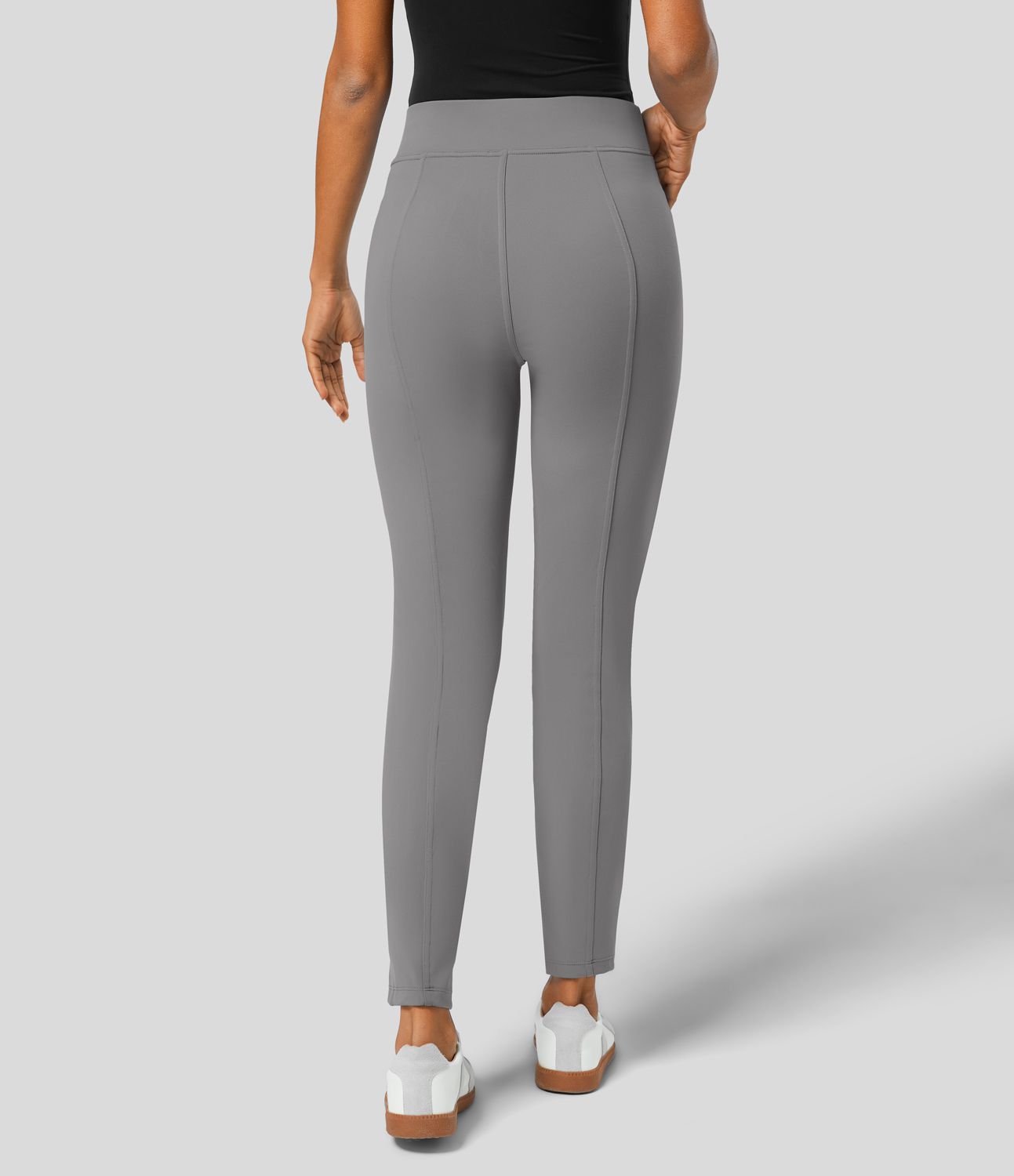 Pantalon ajusté taille haute zippé avec poches