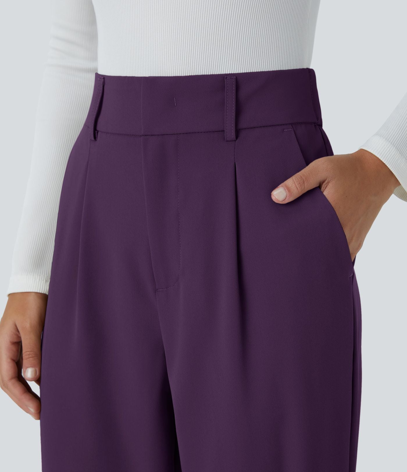 Pantalon tailleur Halara Flex™ fuselé uni, taille haute, avec poches