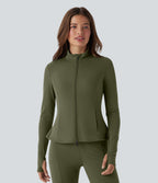 Veste ajustée col montant zippée avec passants pouces et ourlet à volants DayStretch avec poches