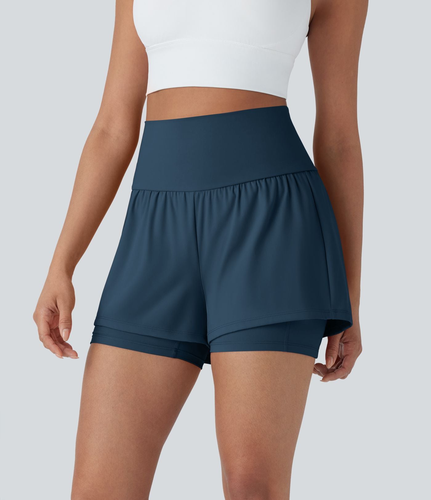 Short de yoga 2-en-1 SoftlyZero™ Airy taille très haute effet frais InstantCool 12,5 cm avec poches