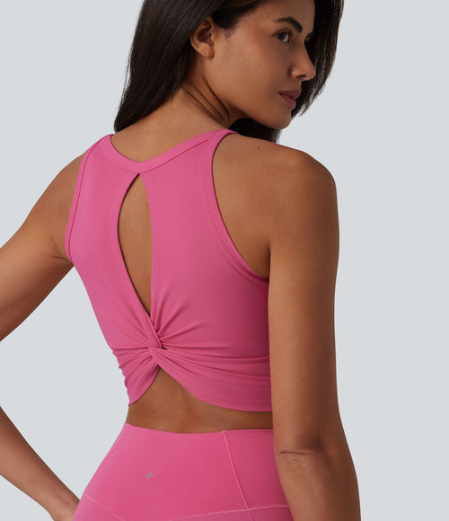 Brassière de yoga courte col U avec découpes et brassière intégrée