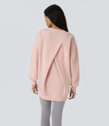 Sweat-shirt décontracté en polaire, col rond, manches longues, poches latérales, coupe oversize