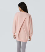 Sweat-shirt décontracté en polaire, col rond, manches longues, poches latérales, coupe oversize
