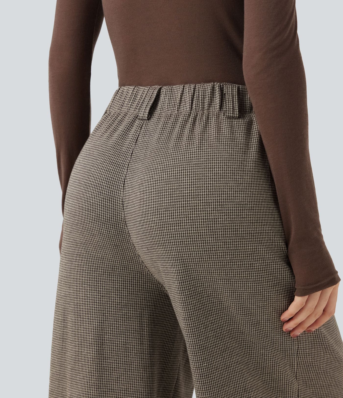 Halara Flex™ Pantalon tailleur baggy pied-de-poule taille haute avec poches