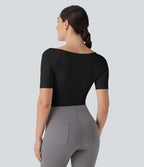 Combinaison de travail lissante décolleté bateau avec bretelles de jambe ajustables sans couture OneForm Seamless Flow - Easy Peasy