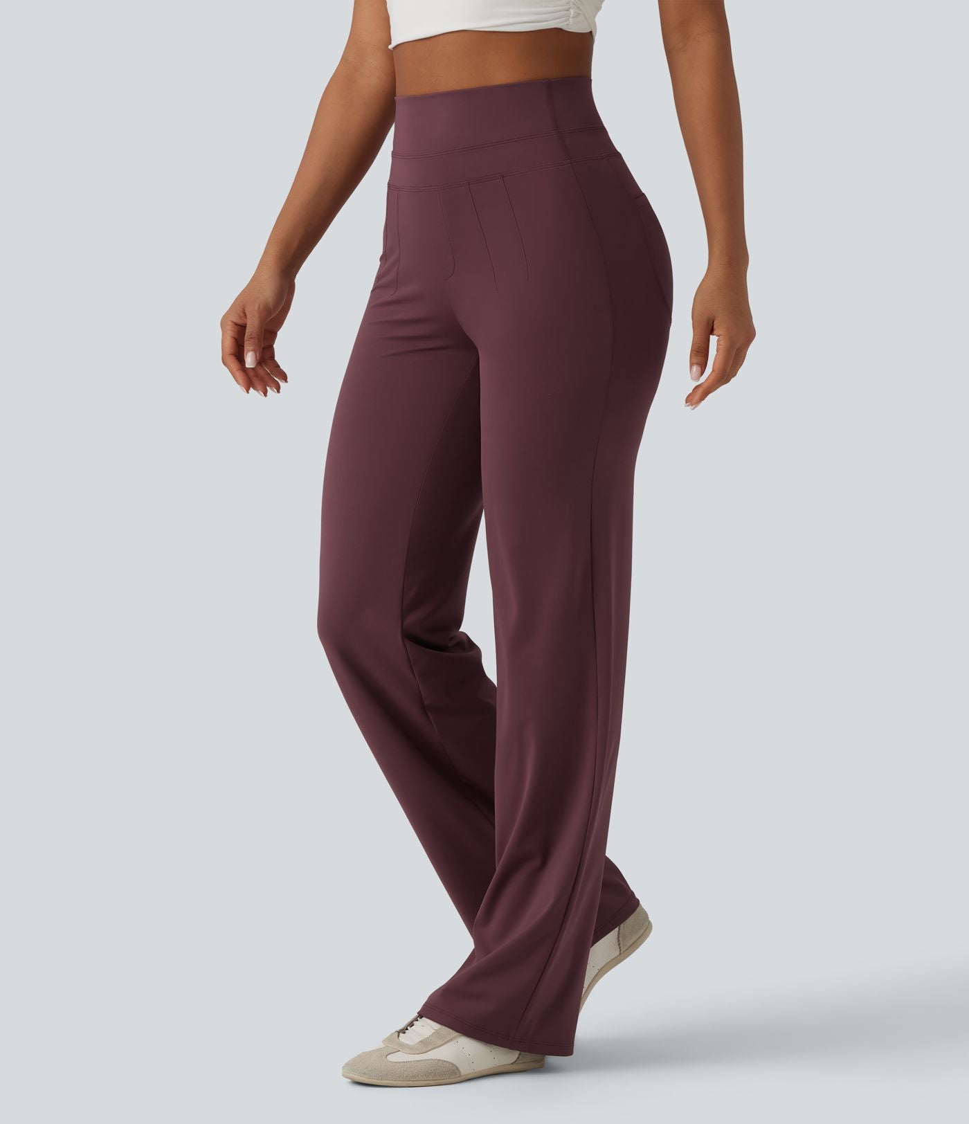 Pantalon droit décontracté gainant à séchage rapide effet frais InstantCool taille haute avec poches