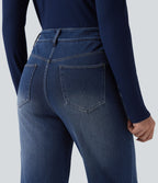 Jean droit Halara Flex™ taille mi-haute croisé gainant avec poches