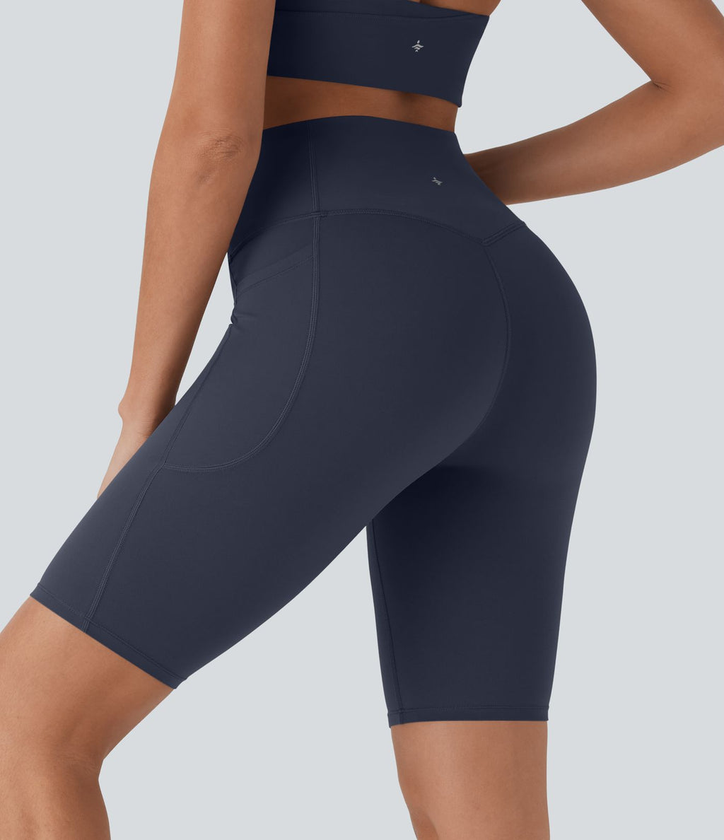 Short cycliste 22,8 cm d'entraînement gainant taille haute avec poches Halara UltraSculpt™