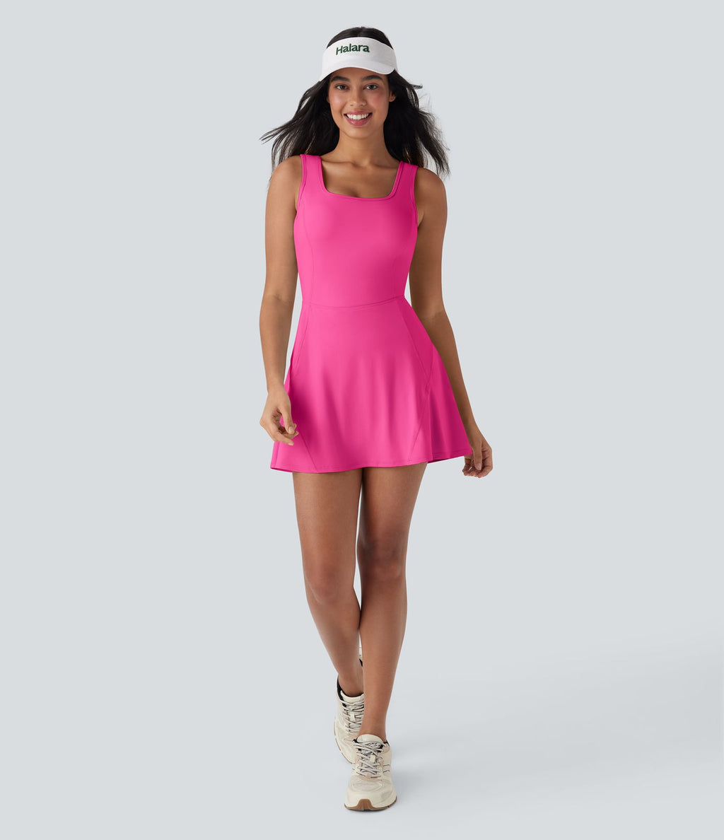 Robe SoftlyZero™ Airy de danse mini 2-en-1 dos nu, col U, bretelles croisées, poches latérales et effet frais InstantCool, accès facile Easy Peasy
