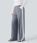 Pantalon de travail coupe droite taille moyenne color block avec fente avec poches
