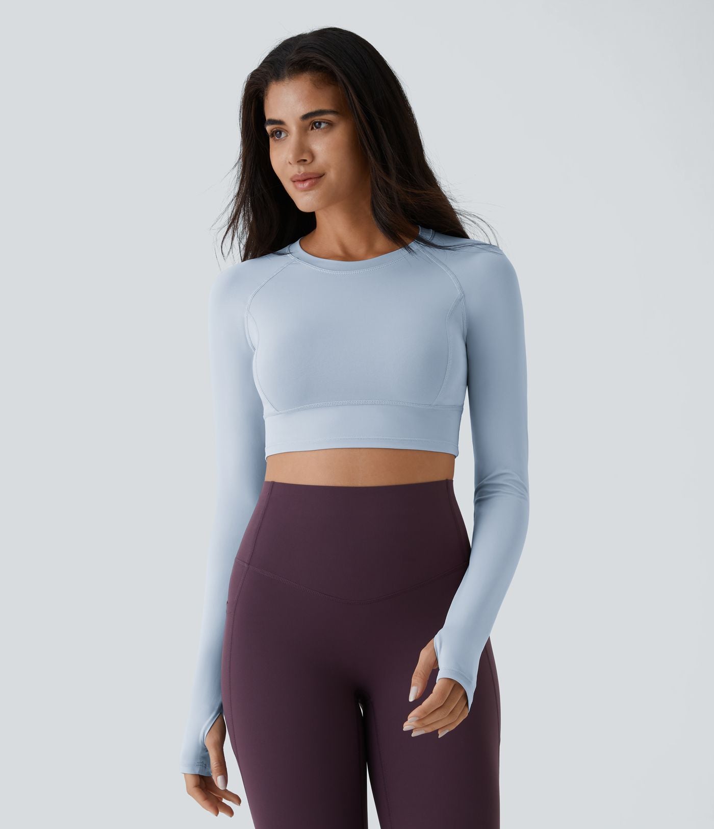 Top Sport Yoga Uni à Trou pour le Pouce Coupe Courte