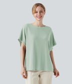 T-shirt col rond manches chauve-souris coupe décontractée
