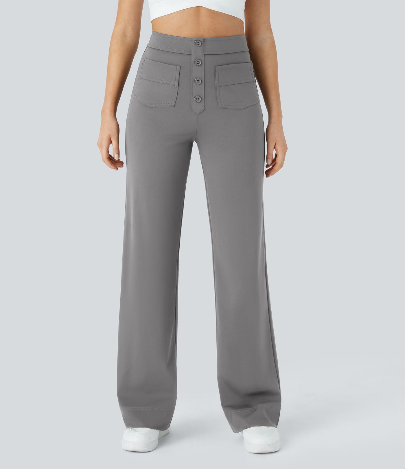 Pantalon taille haute coupe droite DayStretch avec poches