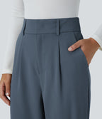 Pantalon tailleur Halara Flex™ fuselé uni, taille haute, avec poches