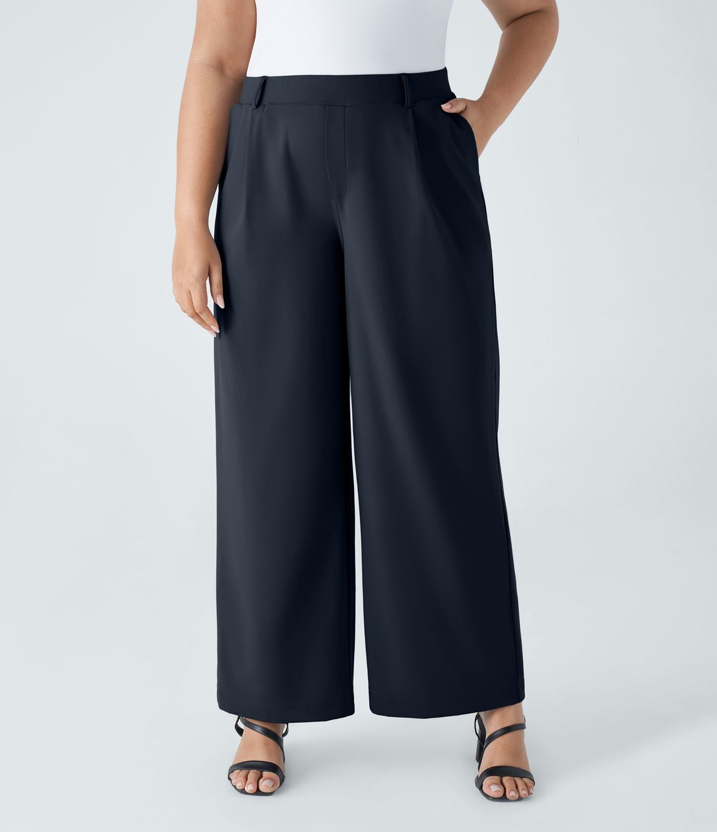 Pantalon de travail grande taille coupe droite taille haute Halara Flex™ DayStretch avec poches